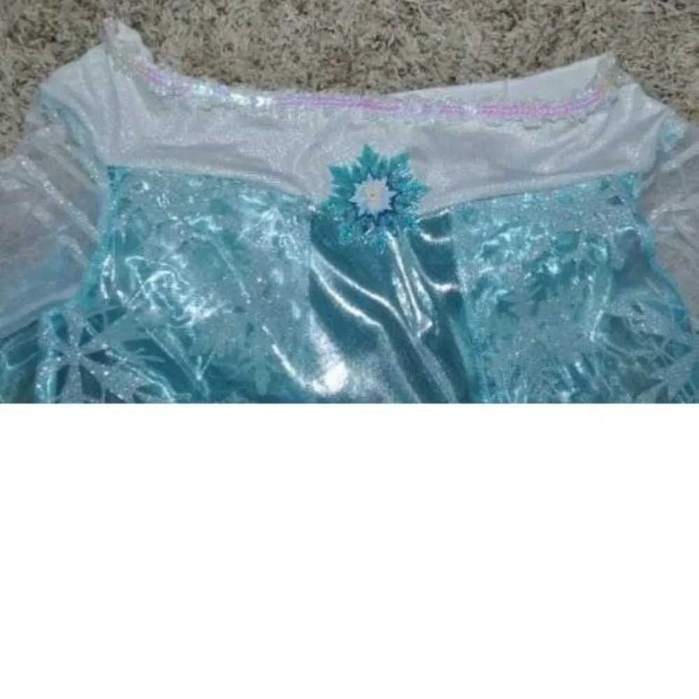 Disney Frozen Elsa Halloween Costume 10/12 Blue Dress, Tiara & Wand 3 Pc Girls
